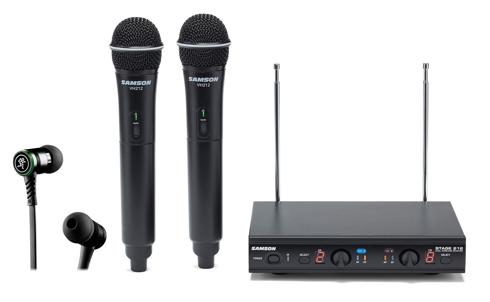 SAMSON Stage 212 Dual VHF Handheld Wireless Microphones w Q6 Mics