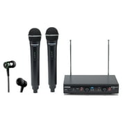 SAMSON Stage 212 Dual VHF Handheld Wireless Microphones w Q6 Mics+Mackie Earbuds