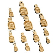 Delicious BBQ Barbecue Sauce Wood Mini Charms Shapes DIY Craft Jewelry - With Hole - 30mm (6pcs)