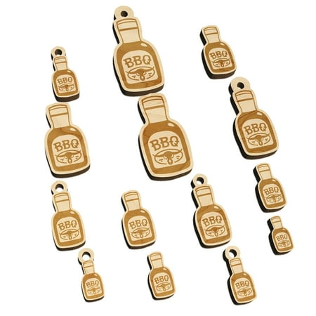 Delicious BBQ Barbecue Sauce Wood Mini Charms Shapes DIY Craft Jewelry - No Hole - 25mm (7pcs)