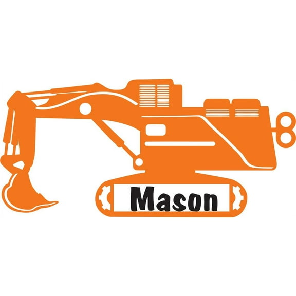 Personalized Name Vinyl Decal Sticker Custom Initial Wall Art Personalization Decor Childrens Boy Bedroom Construction Truck Heavy Equipment Digger Toy 12 Inches X 18 Inches