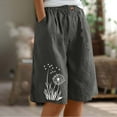thumbnail image 2 of Summer Shorts for Women, Elastic Waist Knee Length Bermuda Short Pants Casual Loose Comfy Baggy Shorts with Pockets Gray XXL, 2 of 7