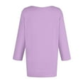 thumbnail image 4 of Short Sleeve Womens Tops Spring Neck Casual Print Tunic T Shirts Womens Tops Purple Women Imitation Cotton T Shirt Women's Long Sleeve T-Shirt(XL), 4 of 4