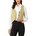 thumbnail image 1 of CHALECO SIN MANGAS A CUADROS CON CINTURA AJUSTADA Y BOTONES PARA MUJERES INSPIRADORAS CHIC EN COLOR AMARILLO, 1 of 5