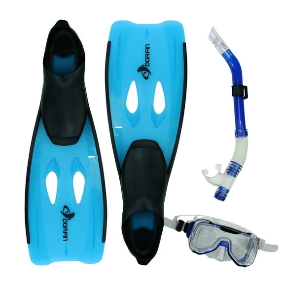 Pool Master 3pc Kona Adult Pro Silicone Swimming Pool Scuba and Snorkeling Set - Large - Blue