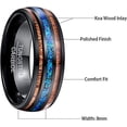 thumbnail image 5 of NUNCAD Handmade Tungsten Wedding Ring with Hawaii Koa Wood Domed Black for Men Women 6mm/8mm, 5 of 5