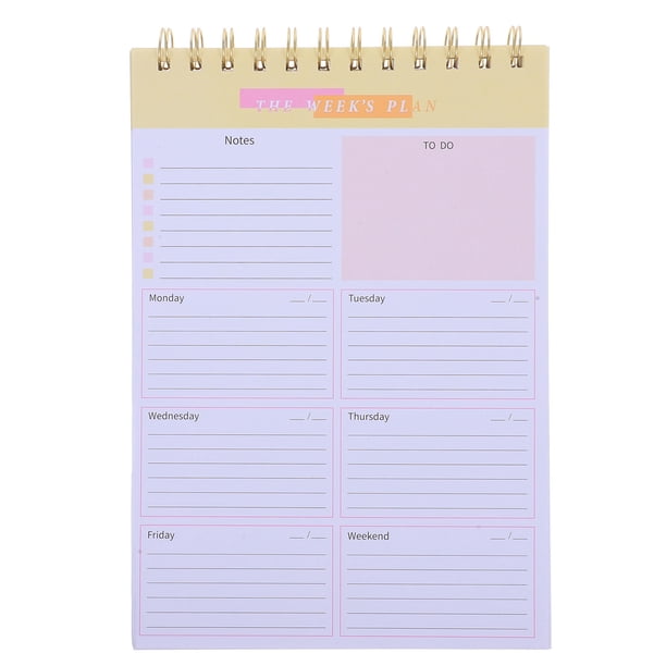 unbranded Agenda Semanal Sin Fecha Color Amarillo Con Hojas Resistentes Y Portátil Para Oficina O Casa