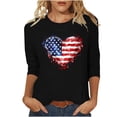 thumbnail image 2 of Lorytime Womens 4th of July Shirt Patriotic Graphic Outfits Red White and Blue Clothes 3/4 Sleeve Holidays Wear Black 2XL, 2 of 5