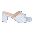 thumbnail image 3 of GC Shoes Womens Block Heeled Sandals, Open Toe Fashion Heels, Slip On Studded Strap High Heel Dress Slides, Alexis/Lilac/7, 3 of 6