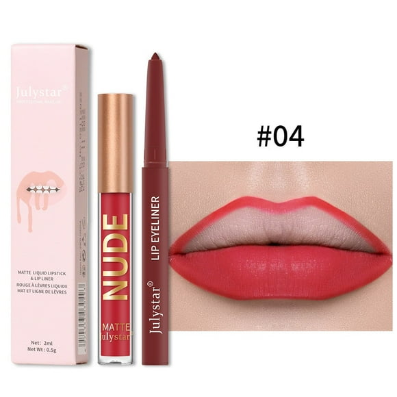 mtvxesu Lip Glosses, Matte Liquid Lipstick + Lip Liner Pens Set, Lips Makeup Kits Pigment Velvety Nude Lip Stain Long Wear Lip Gloss Make Up Gift Set Lip Gloss Set