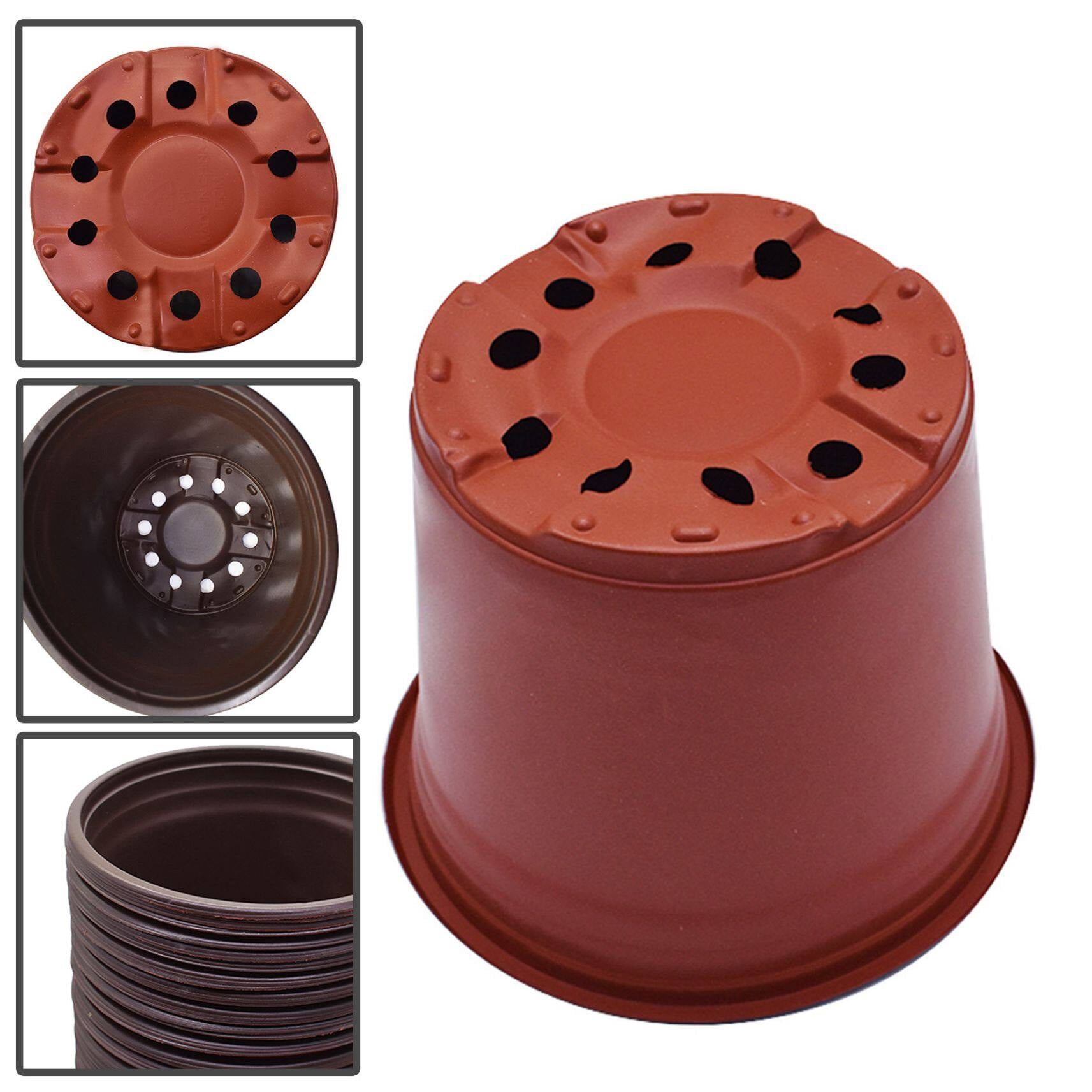 100Pcs Nursery Seedlings Pots, Plastic Planting Flowerpots Gardening Pot Cups Seed Starting Flower Containers for Succulents, Brick Red