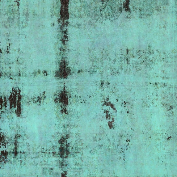 Ahgly Company Indoor Square Abstract Turquoise Blue Modern Area Rugs, 6' Square