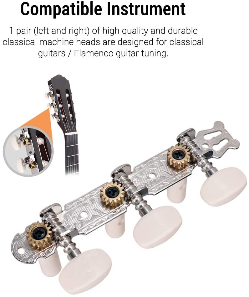 Lot De 6 Chevilles D'accordage Guitare Acoustique/électrique - Mécaniques à Verrouillage, Dorées