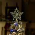 thumbnail image 3 of Glittered Star Tree Topper - Christmas Gold Sparkle Wire Star Leafy Decoration, 3 of 6