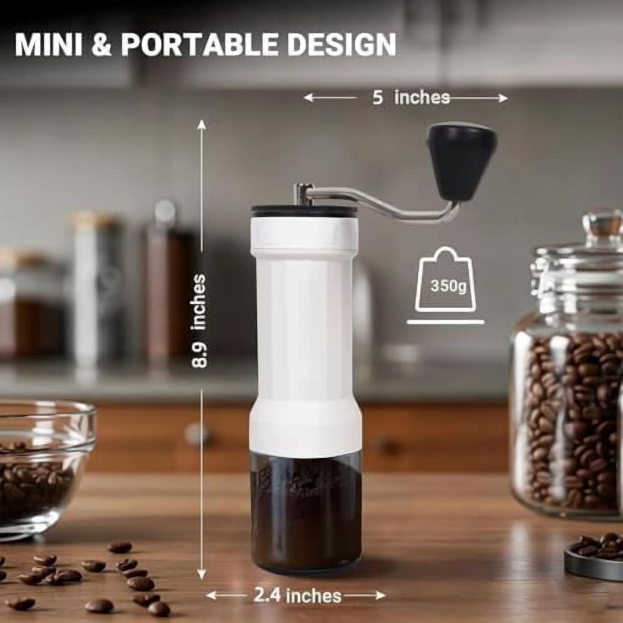 Mini Manual Coffee Grinder with 40 Adjustable Settings, Portable Hand Coffee Bean Mill with 30g Capacity, Conical Burr Coffee Grinder with Crank for Travel, Camping, Office, Espresso, Pour Over, etc