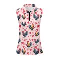 thumbnail image 4 of HCYSFG Womens Rooster Heart Polo Top Collared Sleeveless Quarter Zip Fitted Farm Animal Graphic Golf Shirt Summer Blouse, 4 of 4