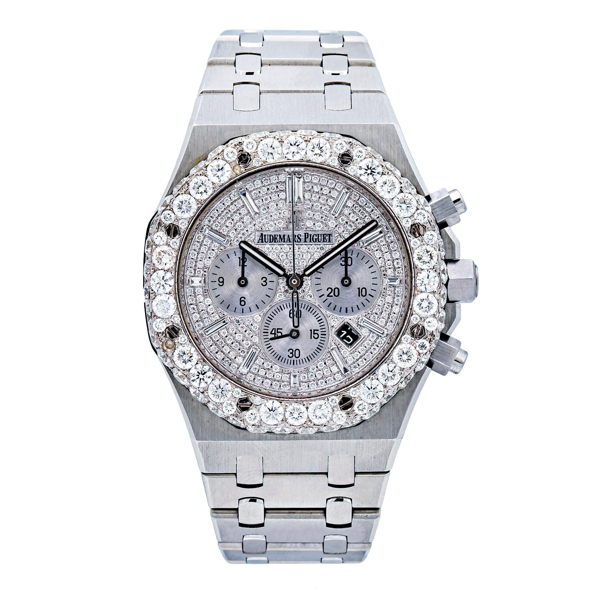 Pre-Owned Audemars Piguet White Diamond Dial With Stainless Steel Bracelet 26320ST