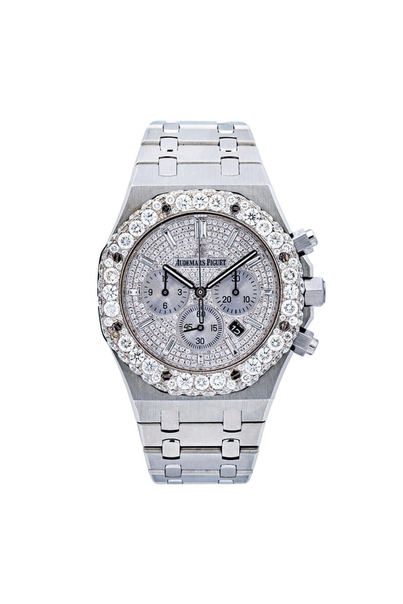 Pre-Owned Audemars Piguet White Diamond Dial With Stainless Steel Bracelet 26320ST