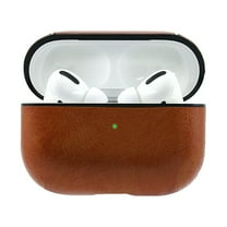 Dteck Leather Case For AirPods Pro 2019 released, Portable Carrying Case with Keychain [Front LED Visible] [Support Wireless Charging] Full Cover, Brown