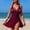 Wine, variant on NTACZA Modest Swimming Suits for Women Cut Out One Piece Swim Dress Sporty Deep Neck Woman Bathing Suits L