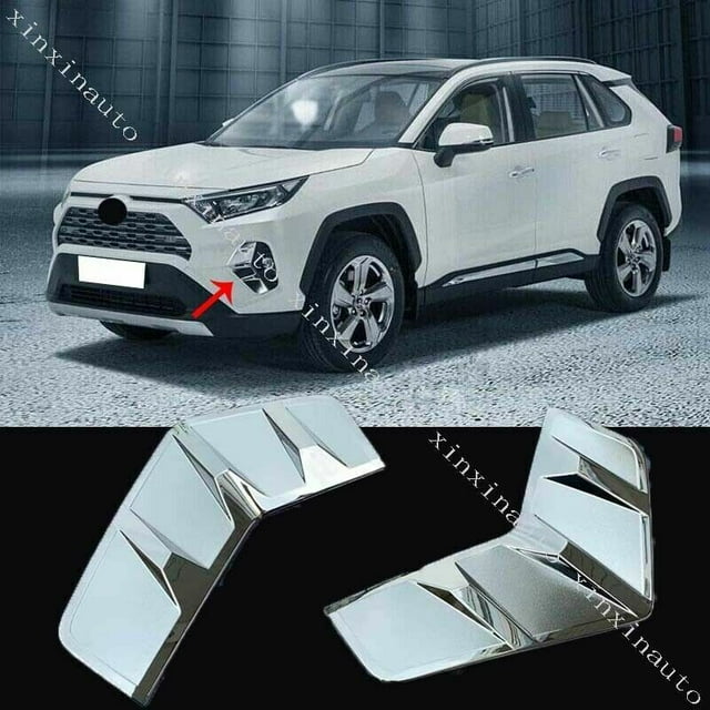 ABS Chrome Front Fog Lamp Molding Cover Trim 2P for Toyota RAV4 2019-2022-