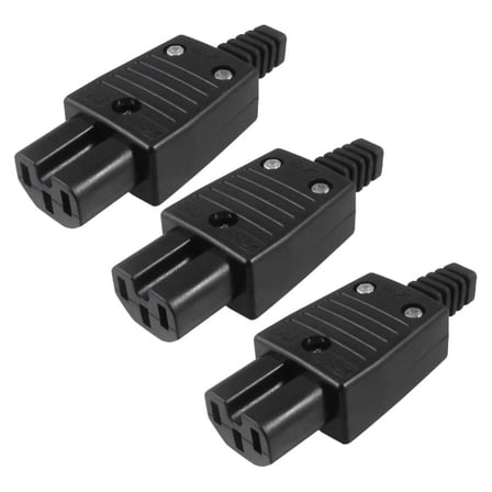 3X Black IEC320 C15 Female Outlet Socket Power Adapter Connector AC 250V 10A