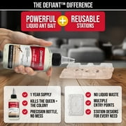 Catchmaster DEFIANT Liquid Ant Bait + 4 Reusable Bait Stations, Ant Traps Indoor & Outdoor