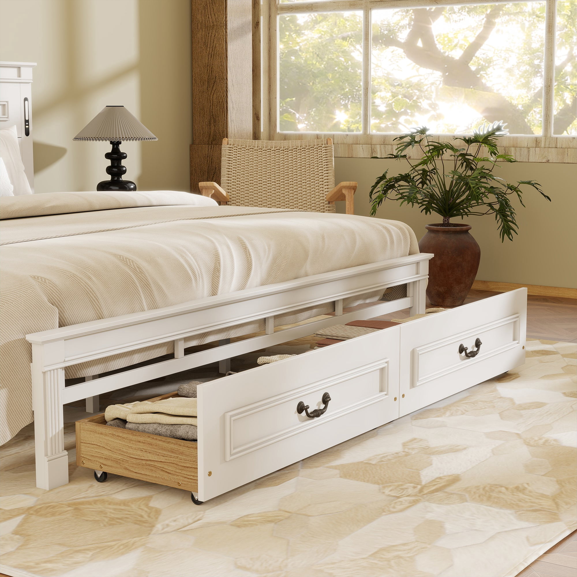 Sailvan Bed with 2 Storage Drawers, LED Lights, USB Charging Station