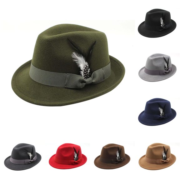 German Festival Fedora Hat - Traditional Felt Hat with Feather for Oktoberfest Party Outdoor Events