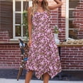 thumbnail image 4 of Ovzne Robes pour Femmes Robe de Plage Robe Imprimée Sans Manches avec Poches Ourlet Irrégulier Col Rond Robe Imprimée pour Femmes en Liquidation, 4 of 5