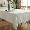 thumbnail image 2 of Cotton Fabric Tablecloth Tassels Stitching Washable Table Cloth for Wedding Party Dining Banquet Decoratio Christmas Table Cover, 2 of 10