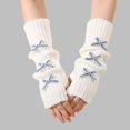 thumbnail image 2 of Audhol Fingerless Gloves for Women, Women's Winter Fingerless Gloves with Bow Soft Knit Wrist Decorative for Cold Weather Hand Warmers Gloves Light Blue One Size, 2 of 4