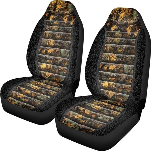 XYZCANDO Car Seat Protector Anti-Slip Car Seat Covers Front Seat Cover Breathable Protective Vehicle SUV, Dead Leaf Pattern Design