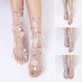 thumbnail image 2 of Chaussettes en Dentelle Fleur 3D Mode Coréenne Femmes Chaussettes en Tulle Transparentes Fines Chaussettes en Maille Douce Fée Été Robe en Dentelle Florale A, 2 of 6