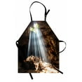 thumbnail image 1 of Nature Apron, Sunbeams to a Natural Cave into a Hole Rock Formations Outdoorsy Hiking Photo, Unisex Kitchen Bib with Adjustable Neck for Cooking Gardening, Adult Size, Brown and Beige, by Ambesonne, 1 of 4