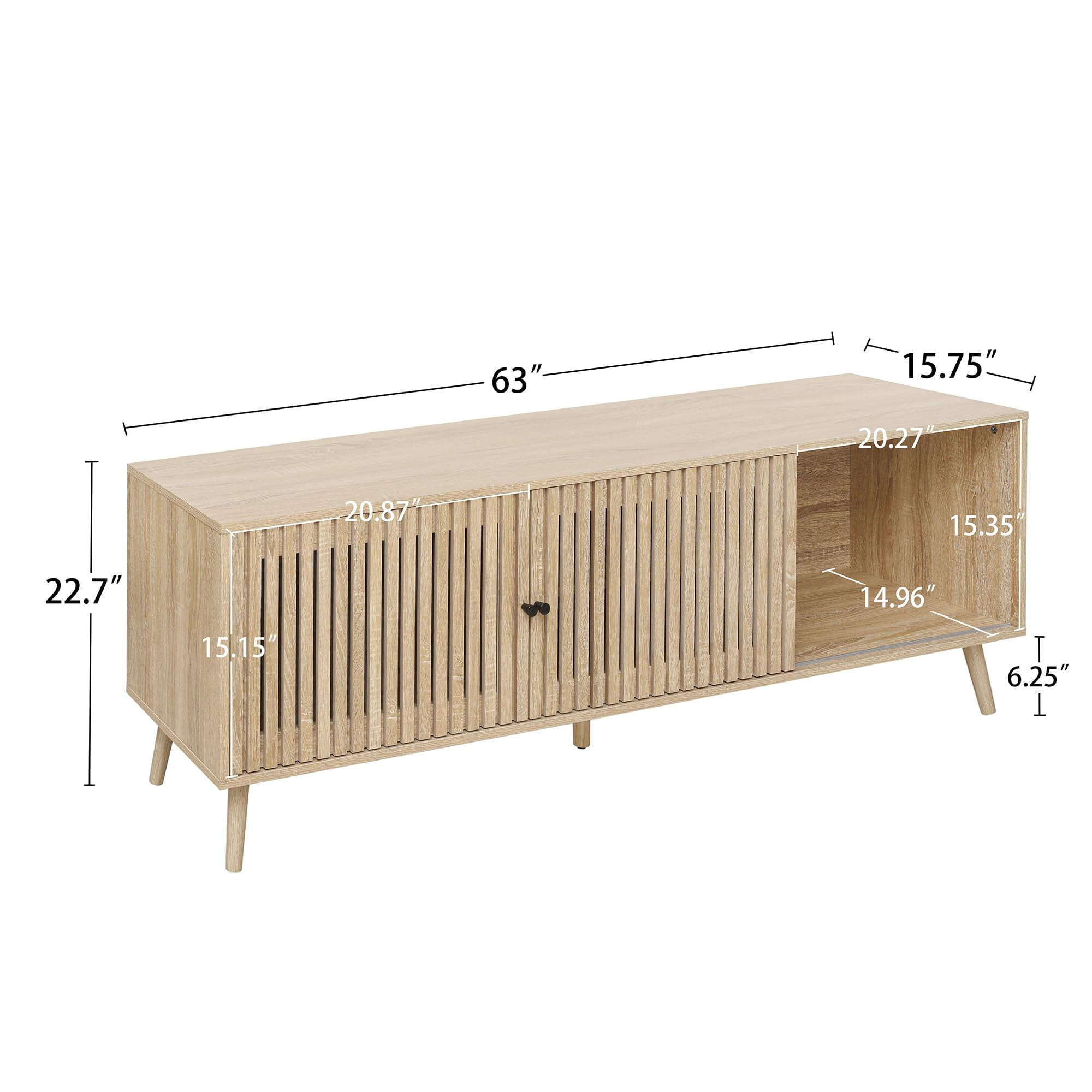 Modern TV Stand for TVs up to 70'', Sliding Doors, Entertainment Center with Storage, Media Console