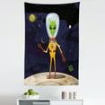 thumbnail image 1 of Alien Tapestry, Ufo Cartoon of Funny Creature in Spacesuit Standing on the Moon and Space Backdrop, Fabric Wall Hanging Decor for Bedroom Living Room Dorm, 5 Sizes, Multicolor, by Ambesonne, 1 of 1