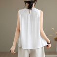 thumbnail image 5 of Summer Sleeveless Top for Women Lightweight Linen Knit Tank with Subtle Pleats Breezy Warm Season Wardrobe White L, 5 of 5