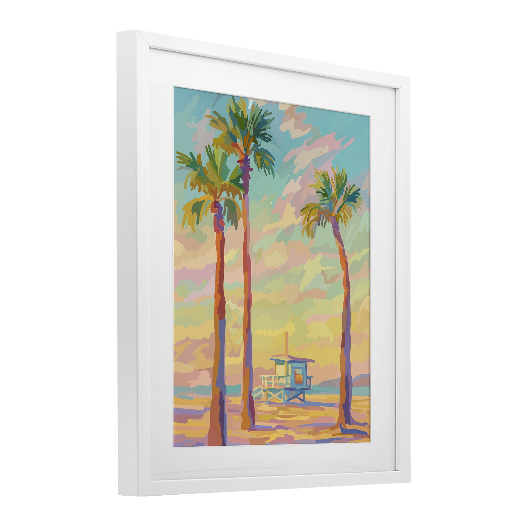 Stupell Industries Beachside Palms Abstraction White Framed Print Under Glass, design by Amelia Noyes