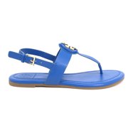 Tory Burch Women’s Flat Thong Leather Sandal (Blue)