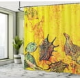 thumbnail image 5 of Ambesonne Ocean Shower Curtain, Seashells Animal Grunge, 69"Wx75"L, Yellow Teal, 5 of 5
