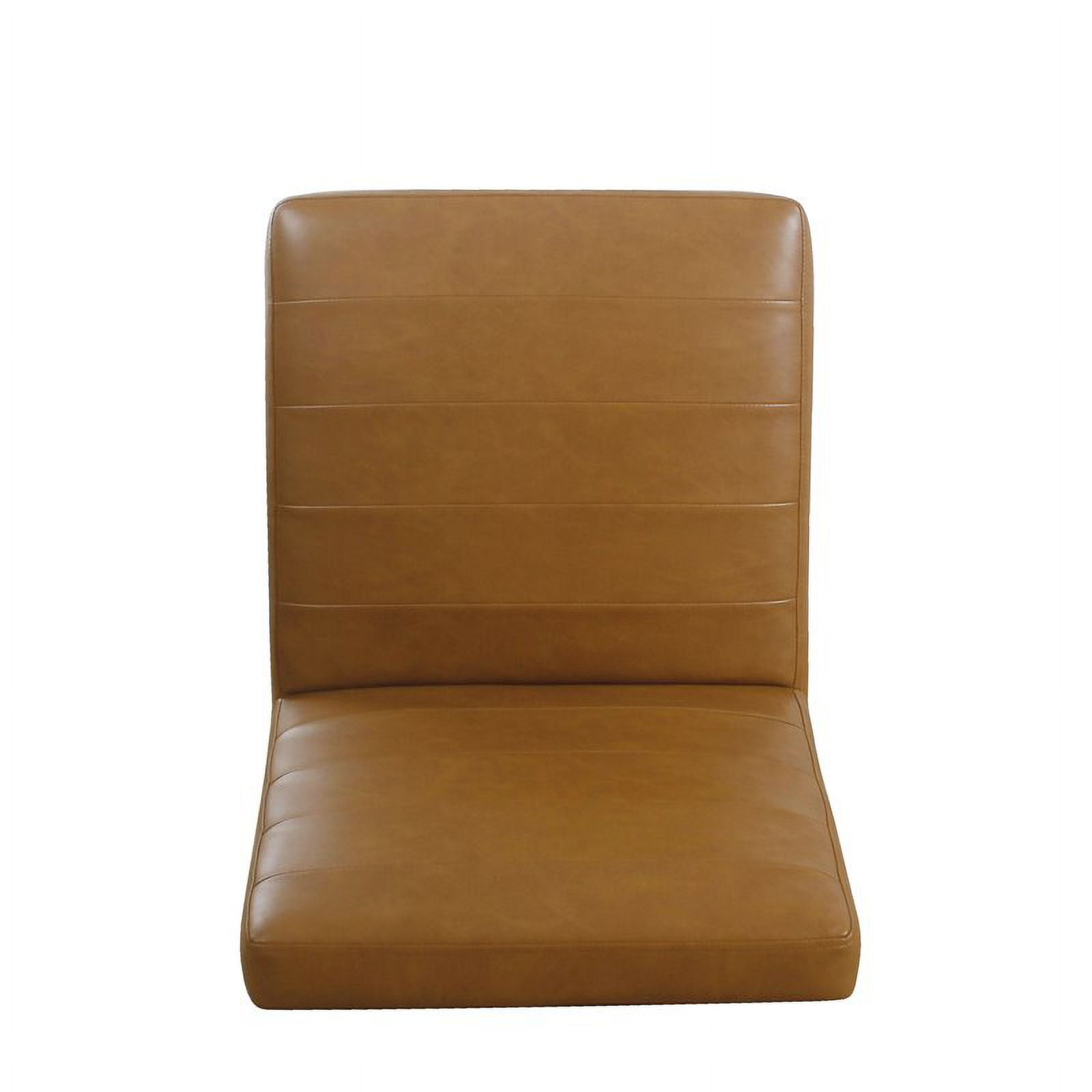 HomePop Channel Back Dining Chair with Metal Legs, Carmel Faux Leather
