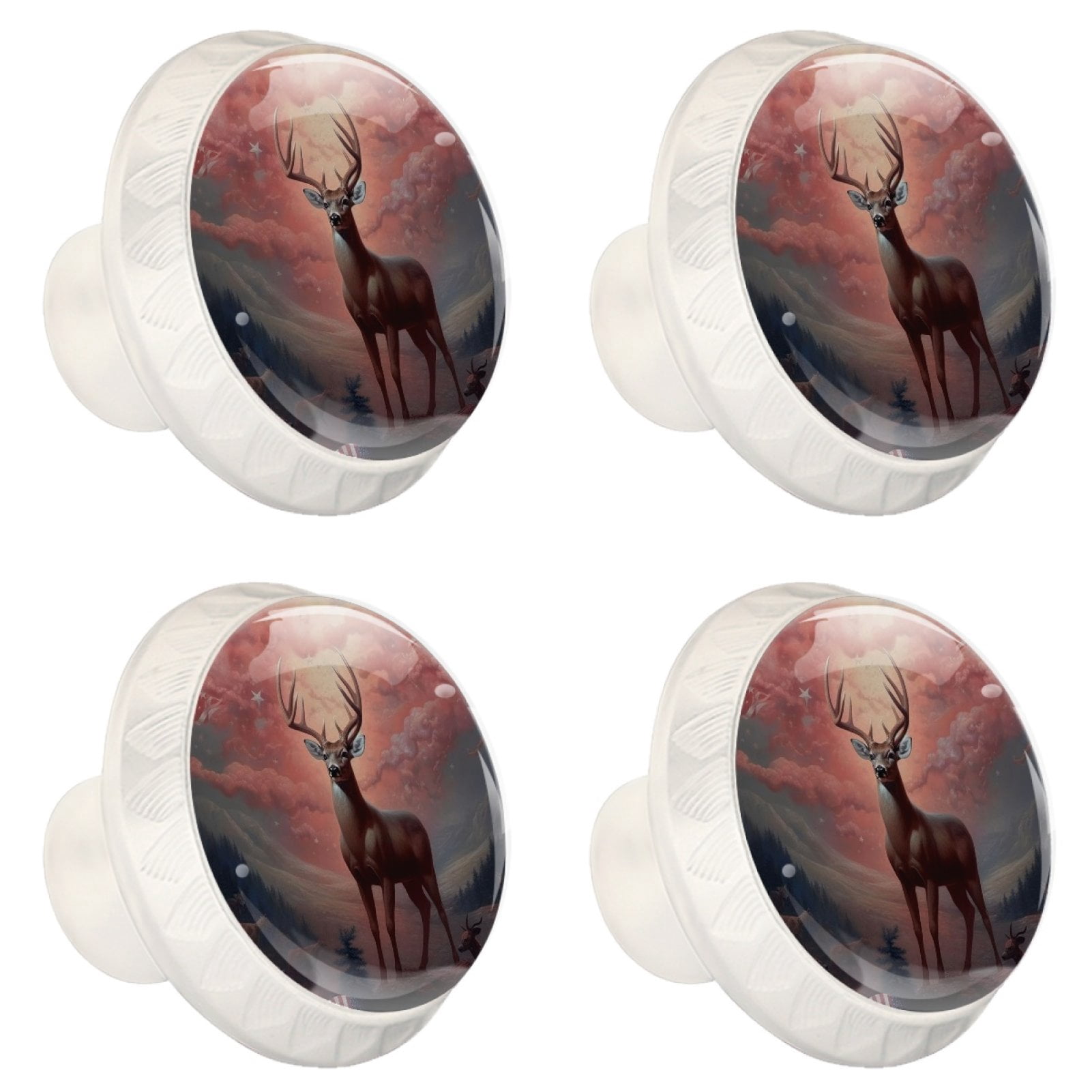 4 Pcs Deer Knobs for Kitchen Cabinet Cupboard Dresser Bookcase Drawer Pulls Handles Round Home Decor