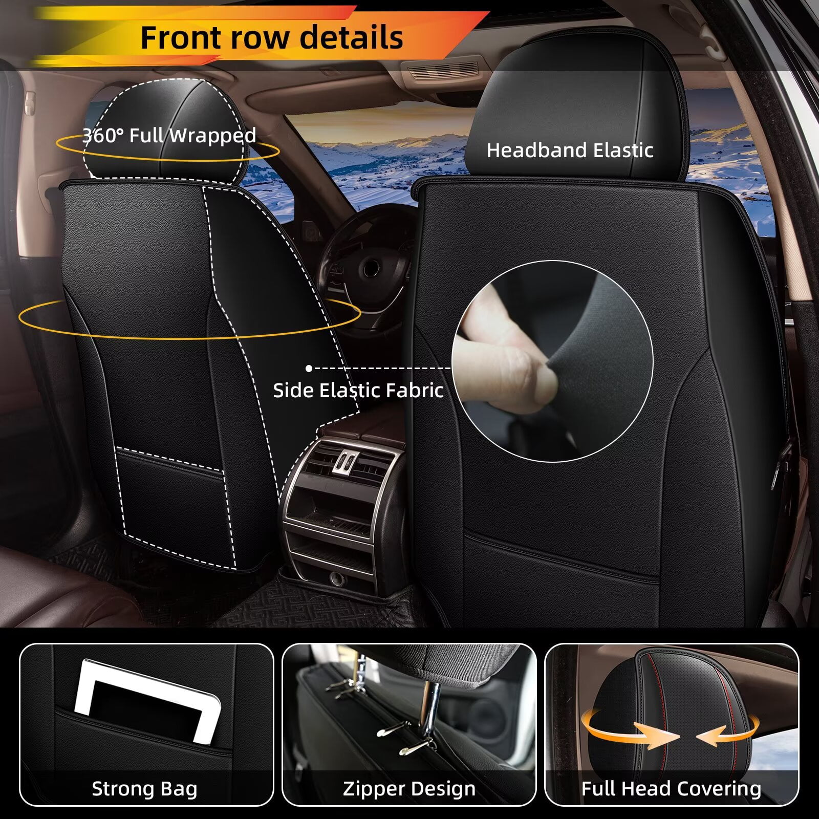 DIKSOAKR 2 Front Seat Car Seat Covers Fit for Buick LaCrosse 2008-2019: Auto Interior Accessories, Waterproof Faux Leather Vehical Car Seat Cushions Cover（Black&Red,2 PCS Front Only）