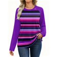 thumbnail image 5 of OIOLOYJM Womens Long Sleeve Tops Crewneck Striped Casual Basic Relaxed Fit Tops Fall Fashion Cozy Lounge Outfits, 5 of 5