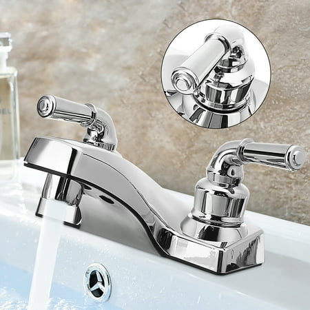 Double Switch Dual Holes Bathroom Hot Cold Water Mixer Tap Kitchen Sink Faucet for RV Mobile Home Kitchen