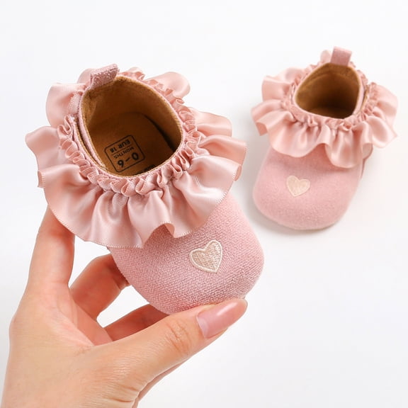LIUYUNNN Baby Girls First Walking Shoes Soft Sole Lace Up Sneakers With Embroidered Heart Design For Toddler Fashion Toddler Tennis Shoes Boys, Size 12-18 Months