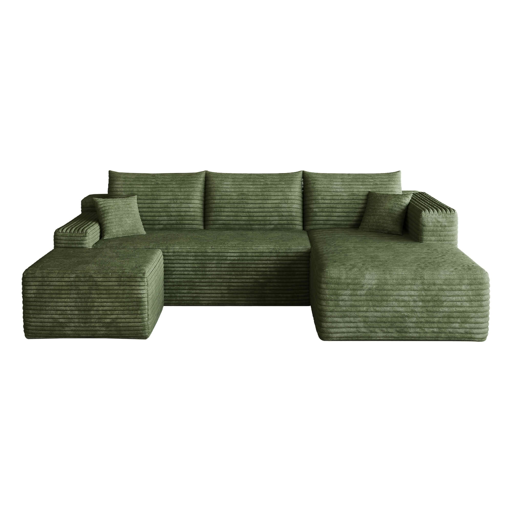 MAYEERTY 95 Inch U‑Shaped Cloud Sectional Sofa with 1 Ottoman, Modern Deep‑Seat Corner Couch, Plush Corduroy Reversible Sofa, No‑Assembly for Living Room Bedroom Apartment