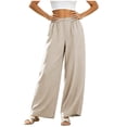thumbnail image 5 of Diufon Linen Pants Women Summer Boho Wide Leg Palazzo Pants Casual Drawstring High Waisted Trousers with Pockets, 5 of 10