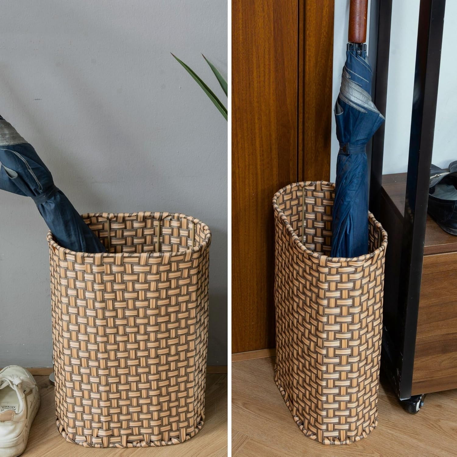 Umbrella Holder Entryway Umbrella Stand Indoor Entryway  Wicker Umbrella Bucket Basket Narrow Tall Umbrella Storage Bin Woven Faux Rattan Cane Holder Stands